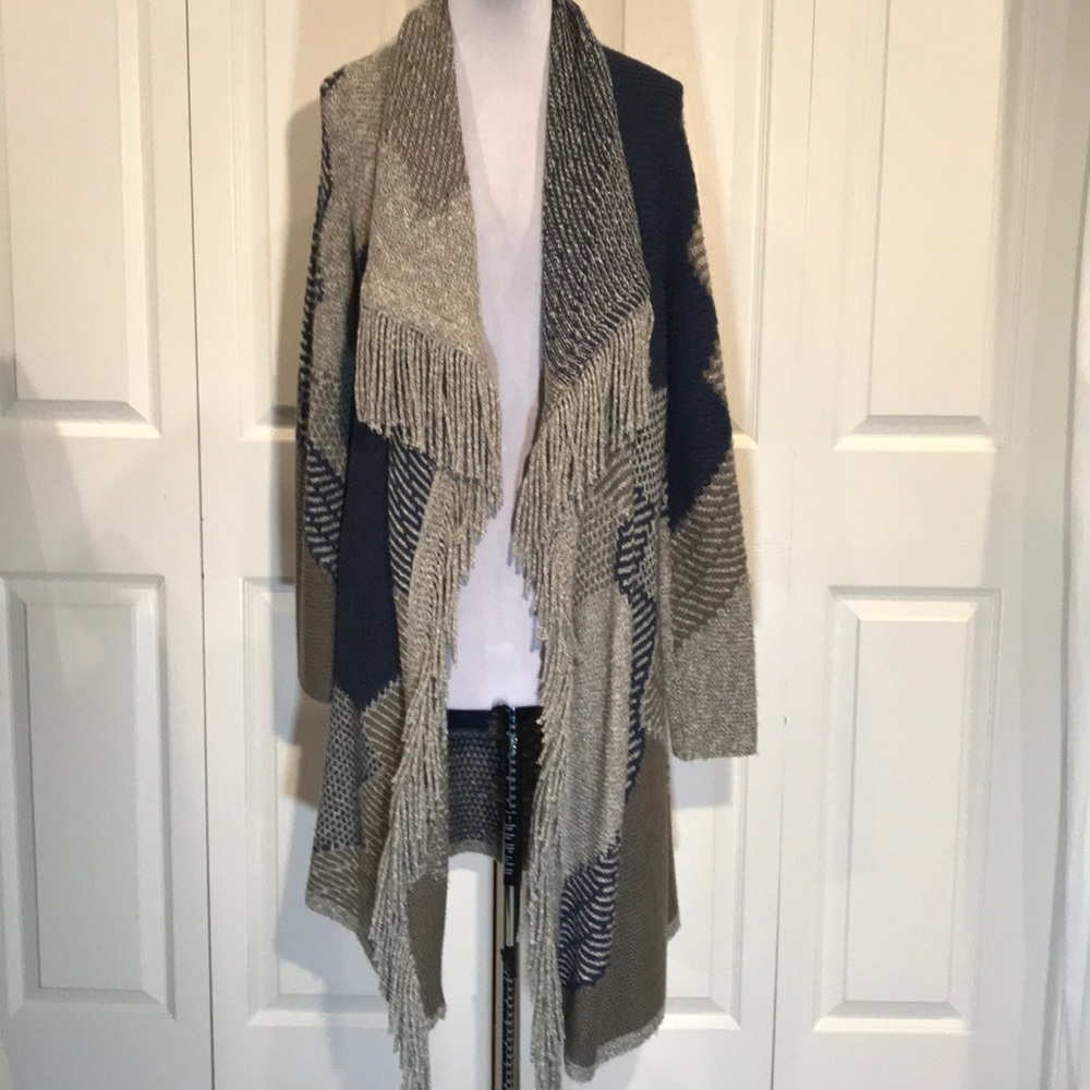 Nic+Zoe Fringed Blanket Long Cardi
